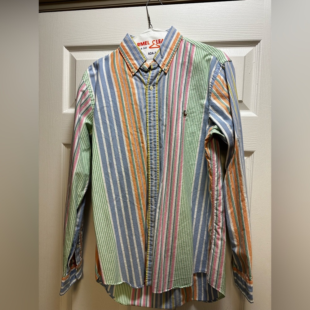 Ralph Lauren button down long sleeve shirt. Pastel / spring / easter colors!